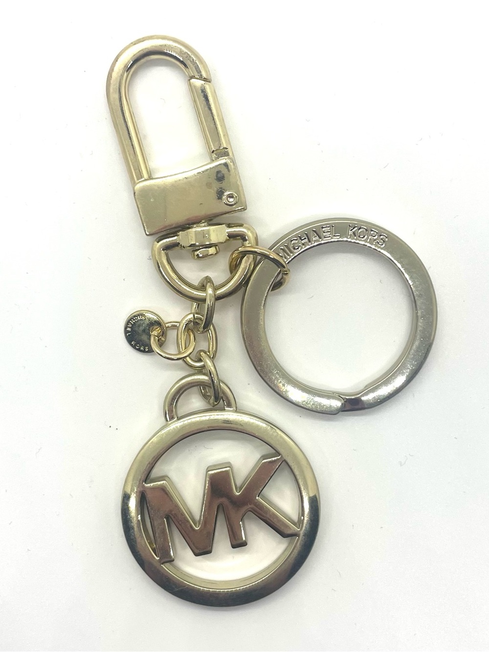 Michael Kors Gold-Tone MK Logo Keychain with Ring